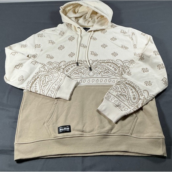 Dogg Supply Other - Dogg Supply by Snoop Dogg Mens Cream Tan Paisley Bandana Logo Hoodie Large